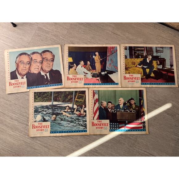 Vintage 1947 The Roosevelt Story Movie Lobby Card Set Franklin D. Roosevelt FDR - Picture 1 of 8